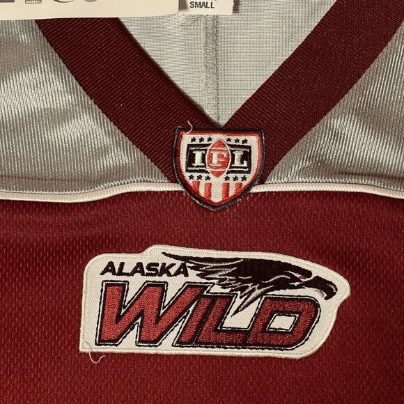 OT SPORTS Alaska Wild Indoor Football League Boys Jersey Youth Small Maroon NWT - Picture 4 of 11